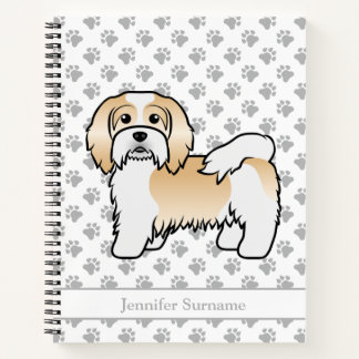 Fawn And White Havanese Cute Cartoon Dog &amp; Name Notebook