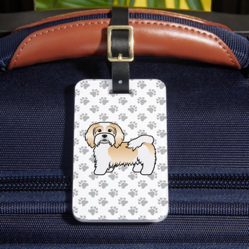 Fawn And White Havanese Cute Cartoon Dog  Text Luggage Tag