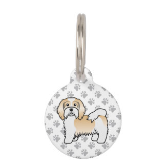 Fawn And White Havanese Dog &amp; Pet's Info Pet ID Tag