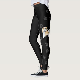 Fawn And White Havanese Dog With Paw Prints Leggings