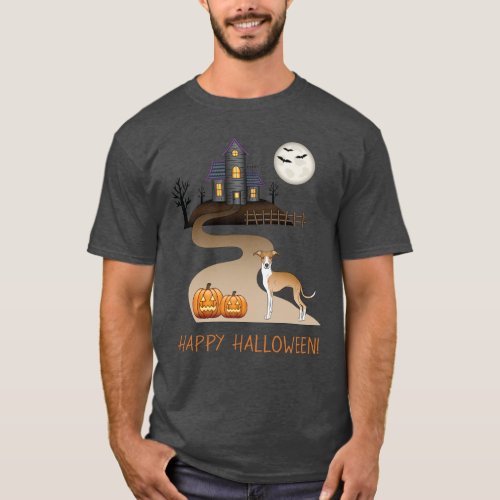 Fawn And White Iggy And Halloween Haunted House T_Shirt