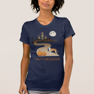 Fawn And White Iggy And Halloween Haunted House T-Shirt