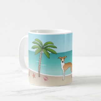 Fawn And White Iggy Dog At A Tropical Summer Beach Coffee Mug
