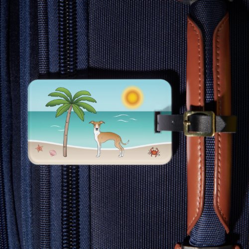 Fawn And White Iggy Dog At A Tropical Summer Beach Luggage Tag