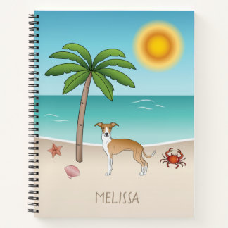 Fawn And White Iggy Dog At A Tropical Summer Beach Notebook