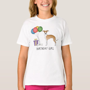Fawn And White Italian Greyhound - Birthday Girl T-Shirt