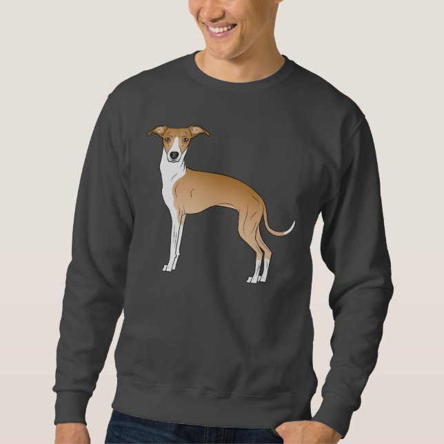 Fawn And White Italian Greyhound Cartoon Dog Sweatshirt (Front)