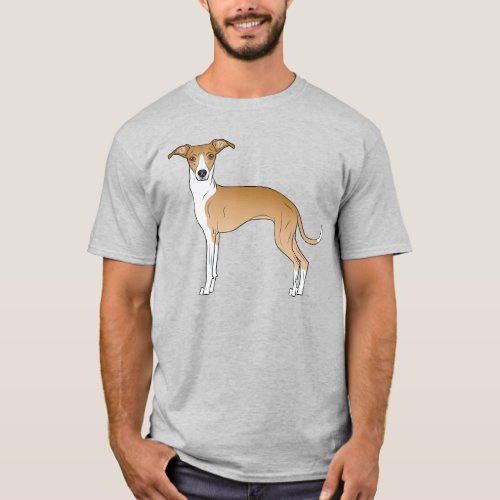 Fawn And White Italian Greyhound Cartoon Dog T_Shirt