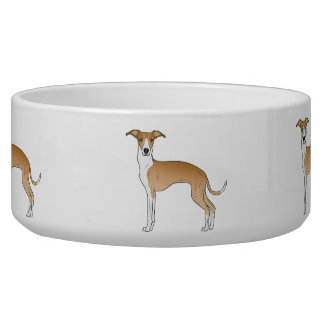 Fawn And White Italian Greyhound Cartoon Dogs Bowl