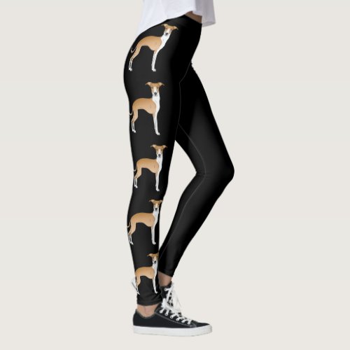 Fawn And White Italian Greyhound Cartoon Dogs Leggings