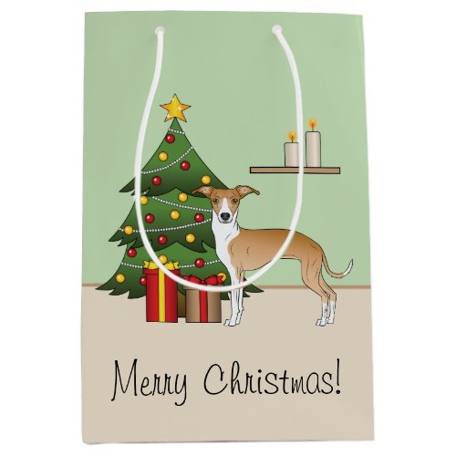 Fawn And White Italian Greyhound  Christmas Tree Medium Gift Bag