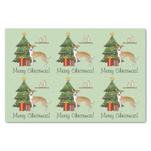 Fawn And White Italian Greyhound  Christmas Tree Tissue Paper