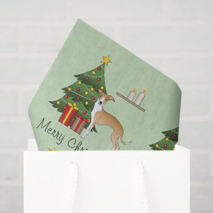 Fawn And White Italian Greyhound & Christmas Tree Tissue Paper