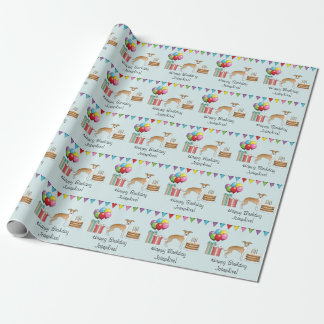 Fawn And White Italian Greyhound Colorful Birthday Wrapping Paper