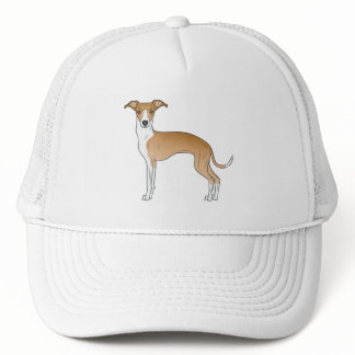 Fawn And White Italian Greyhound Cute Cartoon Dog Trucker Hat