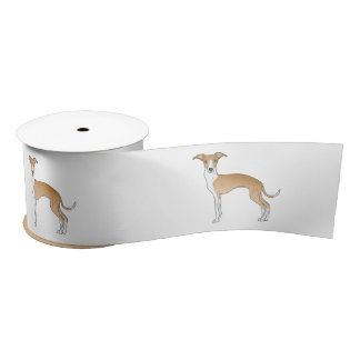 Fawn And White Italian Greyhound Cute Cartoon Dogs Satin Ribbon