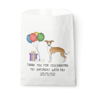 Fawn And White Italian Greyhound Cute Dog Birthday Favor Bag