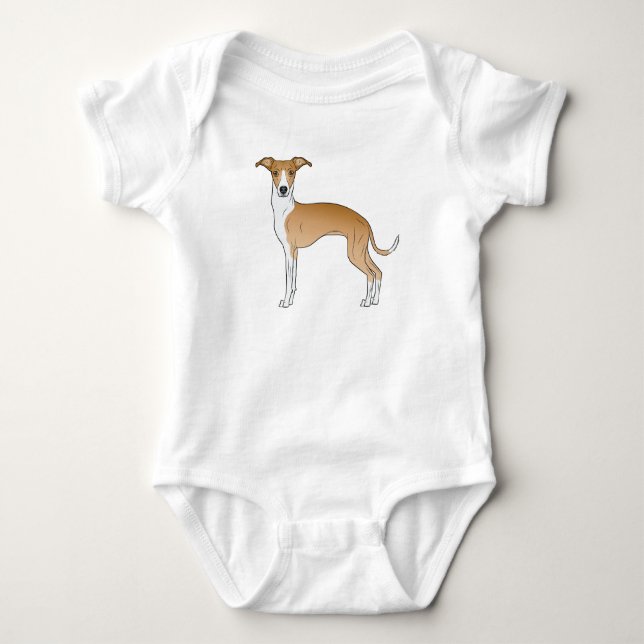 Fawn And White Italian Greyhound Cute Dog Design Baby Bodysuit (Front)