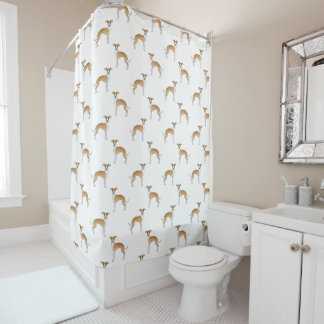 Fawn And White Italian Greyhound Cute Dog Pattern Shower Curtain