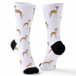 Fawn And White Italian Greyhound Cute Dog Pattern Socks