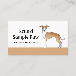 Fawn And White Italian Greyhound - Dog Breeder Business Card