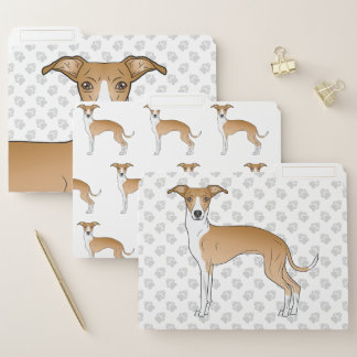 Fawn And White Italian Greyhound Dog File Folder