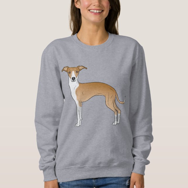 Fawn And White Italian Greyhound Dog Illustration Sweatshirt (Front)