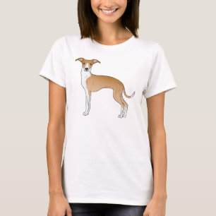 Fawn And White Italian Greyhound Dog Illustration T-Shirt