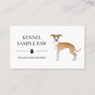 Fawn And White Italian Greyhound - Dog Kennel Business Card