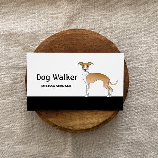 Fawn And White Italian Greyhound - Dog Walker Business Card