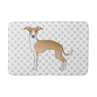 Fawn And White Italian Greyhound Dog With Paws Bath Mat