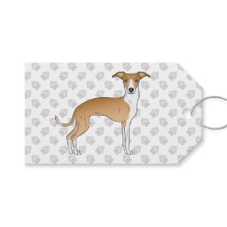 Fawn And White Italian Greyhound Dog With Paws Gift Tags