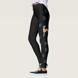 Fawn And White Italian Greyhound Dog With Paws Leggings
