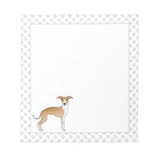 Fawn And White Italian Greyhound Dog With Paws Notepad
