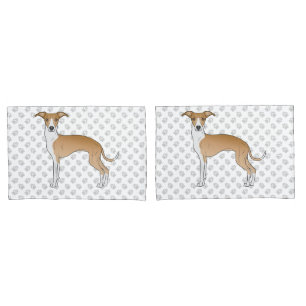 Fawn And White Italian Greyhound Dog With Paws Pillow Case