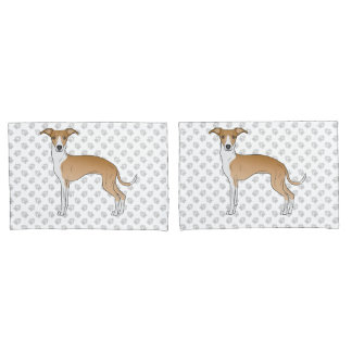 Fawn And White Italian Greyhound Dog With Paws Pillow Case