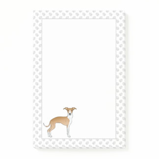Fawn And White Italian Greyhound Dog With Paws Post-it Notes