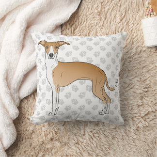 Fawn And White Italian Greyhound Dog With Paws Throw Pillow