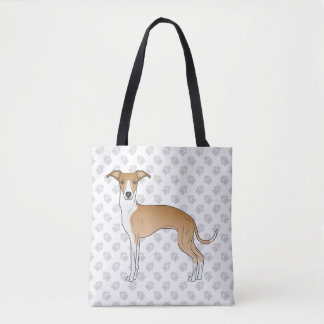 Fawn And White Italian Greyhound Dog With Paws Tote Bag
