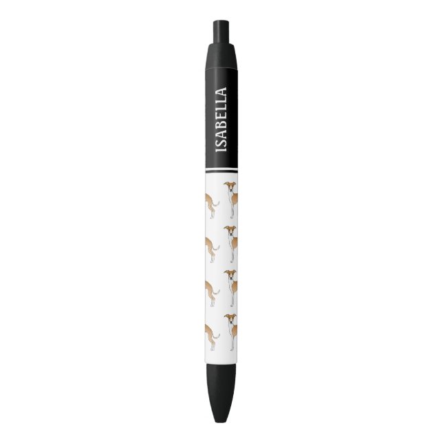 Fawn And White Italian Greyhound Dogs With Name Pen (Front Vertical)
