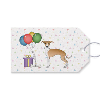 Fawn And White Italian Greyhound - Happy Birthday Gift Tags