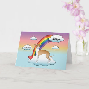 Fawn And White Italian Greyhound Rainbow Memorial Card