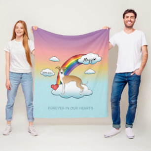Fawn And White Italian Greyhound Rainbow Memorial Fleece Blanket