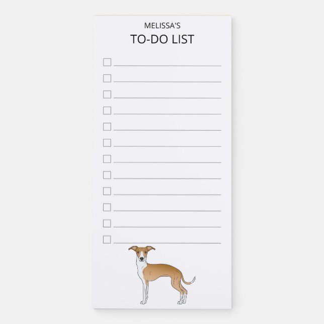 Fawn And White Italian Greyhound To-Do List Magnetic Notepad (Front)
