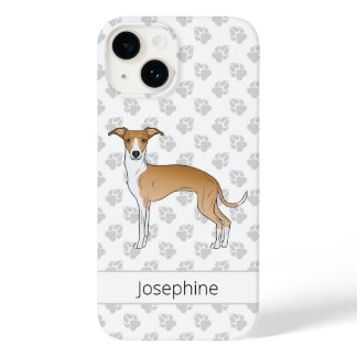 Fawn And White Italian Greyhound With Custom Name Case-Mate iPhone 14 Case
