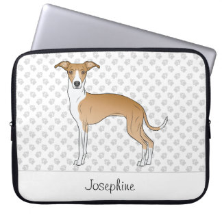 Fawn And White Italian Greyhound With Custom Name Laptop Sleeve