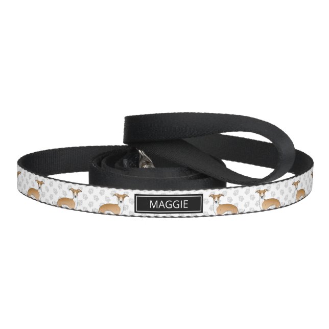 Fawn And White Italian Greyhound With Custom Name Pet Leash (Handle)