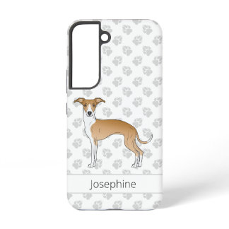 Fawn And White Italian Greyhound With Custom Name Samsung Galaxy S22 Case