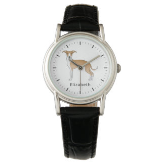 Fawn And White Italian Greyhound With Custom Name Watch