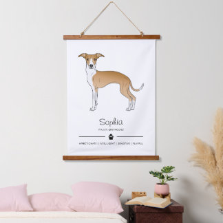 Fawn And White Italian Greyhound With Custom Text Hanging Tapestry